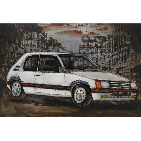 Tableau métal Peugeot 205 vintage 40X60 EN RELIEF