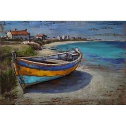Tableau métal Barque 60x90 EN RELIEF