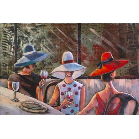 Tableau métal Miss Chapeau 80x120 EN RELIEF