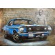 Tableau métal Mustang bleue MCQ 40X60 EN RELIEF 