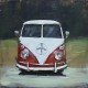 Tableau métal VW rouge 40x40 EN RELIEF