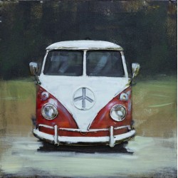Tableau métal VW rouge 40x40 EN RELIEF
