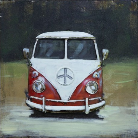 Tableau métal VW rouge 40x40 EN RELIEF