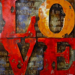 Tableau métal Love 40X40 EN RELIEF