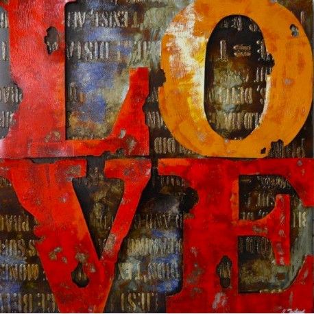 Tableau métal Love 40X40 EN RELIEF