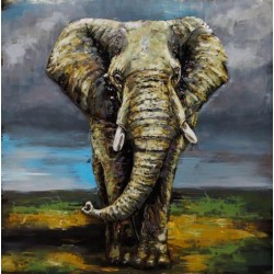 Tableau métal Le solitaire 80x80 EN RELIEF
