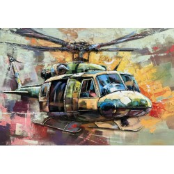 Tableau métal Hélicoptère 80x120 EN RELIEF