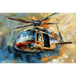 Tableau métal Hélicoptère 80x120 EN RELIEF
