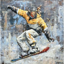 Tableau métal Snowboard 100X100 EN RELIEF