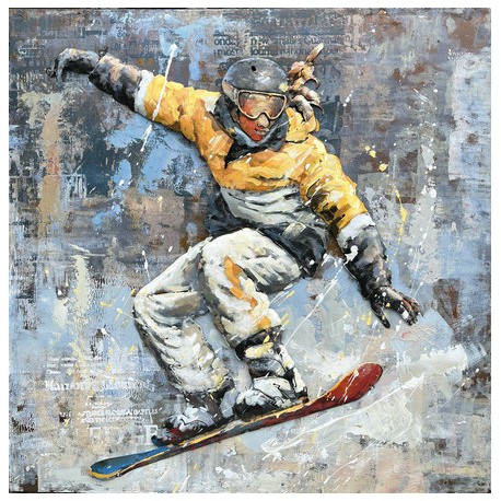 Tableau métal Snowboard 100X100 EN RELIEF