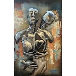 Tableau métal Les amoureux 80x120 EN RELIEF