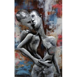 Tableau métal Les amoureux 80x120 EN RELIEF