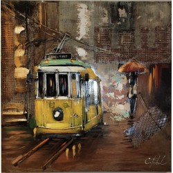Tableau métal Tram 60x60 EN RELIEF