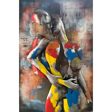 Tableau métal Les amoureux 80x120 EN RELIEF