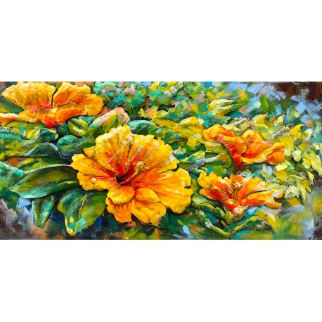 Tableau métal Tropique 60X120 EN RELIEF