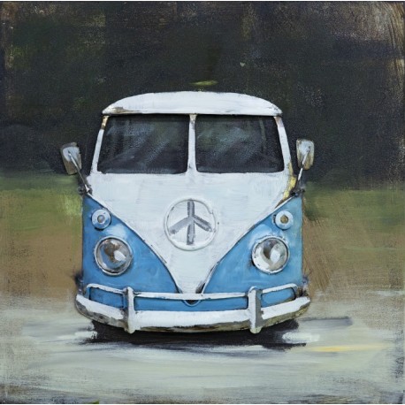 Tableau métal VW bleue 40x40 EN RELIEF