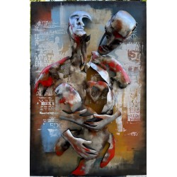 Tableau métal Les amoureux 80x120 EN RELIEF