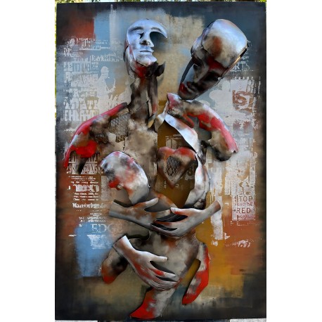 Tableau métal Les amoureux 80x120 EN RELIEF