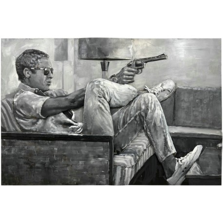 Tableau métal Steeve Mac Queen Bleu 80X120 EN RELIEF