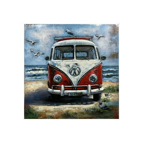 Tableau métal VW rouge 60X60 EN RELIEF