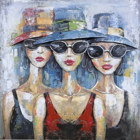 Tableau métal Girls 80x80 EN RELIEF