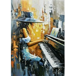 Tableau métal La pianiste 60x90 EN RELIEF
