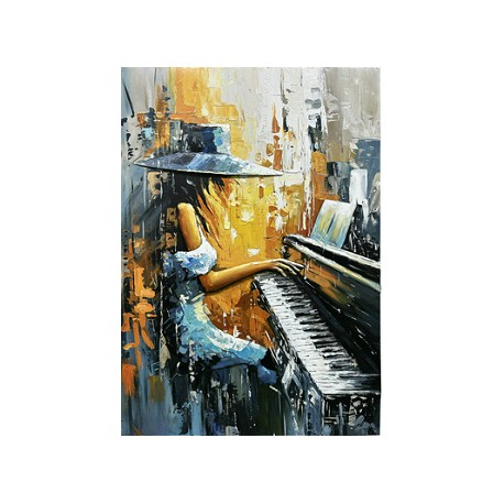 Tableau métal La pianiste 60x90 EN RELIEF