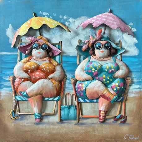 Tableau métal Les copines 60x60 EN RELIEF