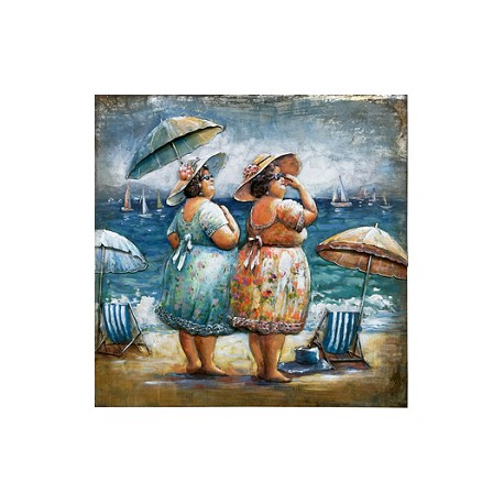 Tableau métal Les copines 60x60 EN RELIEF