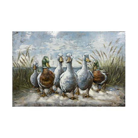 Tableau métal Les canards 40x60 EN RELIEF
