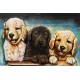 Tableau métal Les chiots 40x60 EN RELIEF FOND BOIS