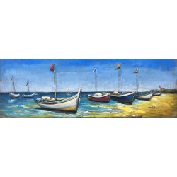 Tableau métal Les bateaux 30x90 EN RELIEF