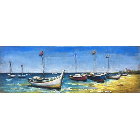 Tableau métal Les bateaux 30x90 EN RELIEF