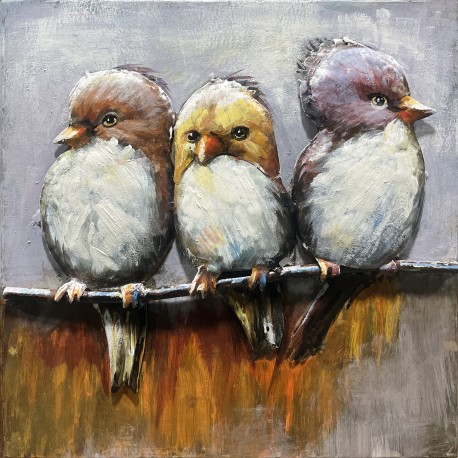Tableau métal Les oiseaux 40x40 