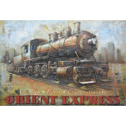 Tableau métal locomotive vintage 80x120 EN RELIEF