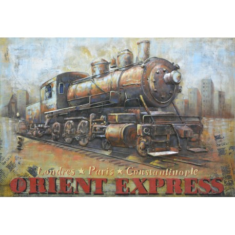 Tableau métal locomotive vintage 80x120 EN RELIEF