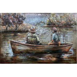 Tableau métal Les pêcheurs 60x90 EN RELIEF