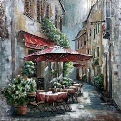 Tableau métal Ruelle des souvenirs 100x100 EN RELIEF