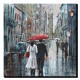 Tableau métal Promenade sous la pluie 100x100 EN RELIEF