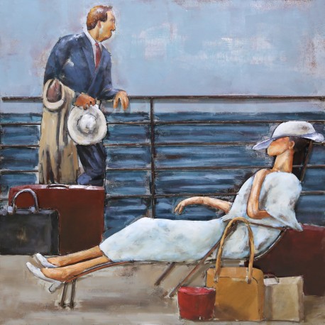 Tableau métal Escale en mer 80x80 EN RELIEF
