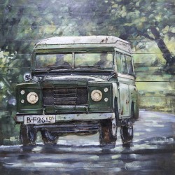 Tableau métal Land Rover Vintage 60x60 EN RELIEF 