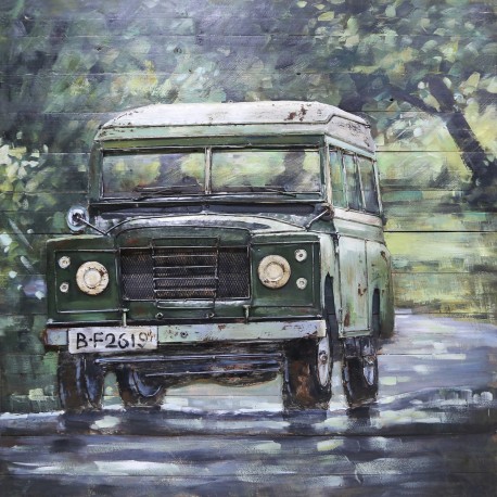 Tableau métal Land Rover Vintage 60x60 EN RELIEF 