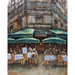 Tableau métal Les deux magots 80x120 EN RELIEF
