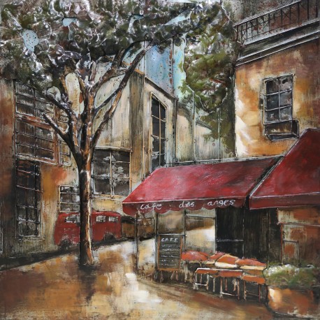 Tableau métal Café des Anges 60x60 EN RELIEF