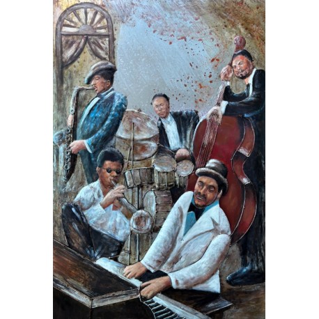 Tableau métal Jazz Band 80x120 EN RELIEF