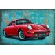 Tableau métal Porsche 911 rouge 40x60 EN RELIEF