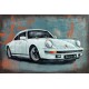 Tableau métal Porsche 911 blanche 40x60 EN RELIEF