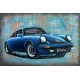 Tableau métal Porsche 911 bleue 40x60 EN RELIEF