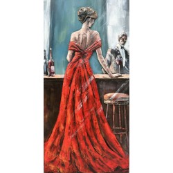 Tableau métal La robe rouge 60x120 EN RELIEF