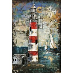 Tableau métal Le phare du navigateur 80x120 EN RELIEF